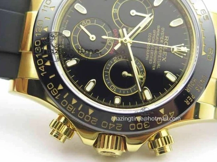 0301 Daytona YG 116518LN JH Best Edition Black Dial On Rubber Strap A4130 (Free XS rubber strap) WeatherProof 3645